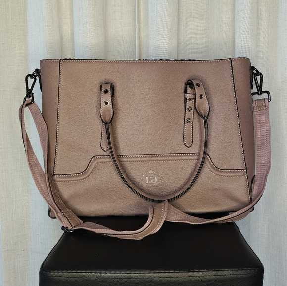 Handbags - Dusty Purple Faux Leather Laptop Tote Bag